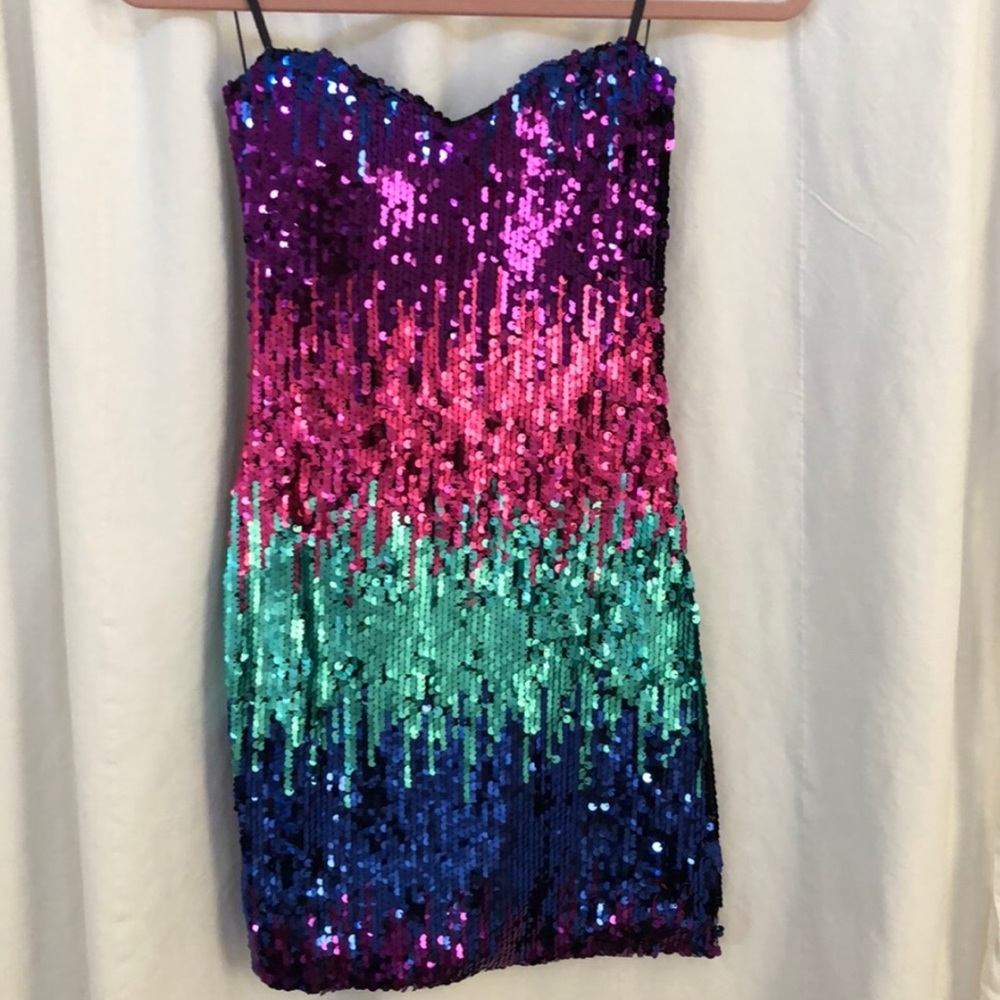 As U Wish Sequins Bling Party Dress XS Worn Once - Picture 1 of 8